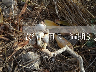 农行信用卡 逾期3天 农行信用卡 逾期3天